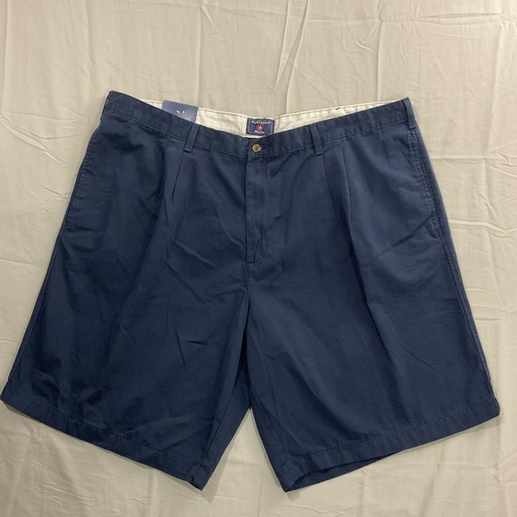 Saddlebred Shorts Mens 44W Big & Tall Navy Blue 100% Cotton Preppy Pleated Golf - Picture 8 of 8
